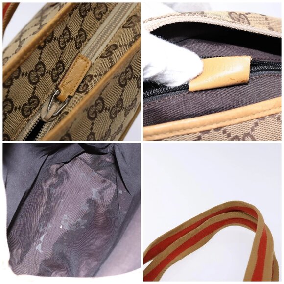 GUCCI GG Canvas Tote Bag Beige Silver 019 0401 Auth - Picture 15 of 16